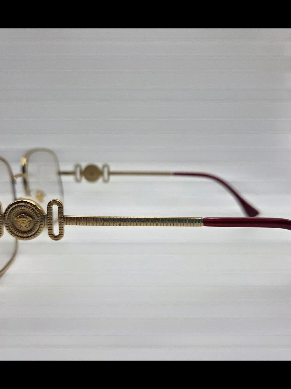 Brand NEW VE1283 Versace Glasses Size 54/18/145 Gold Burgundy Red Eyeglasses